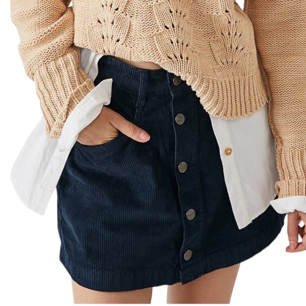 FREE PEOPLE Women’s Ebony Ray Cord Mini Skirt Size: 10